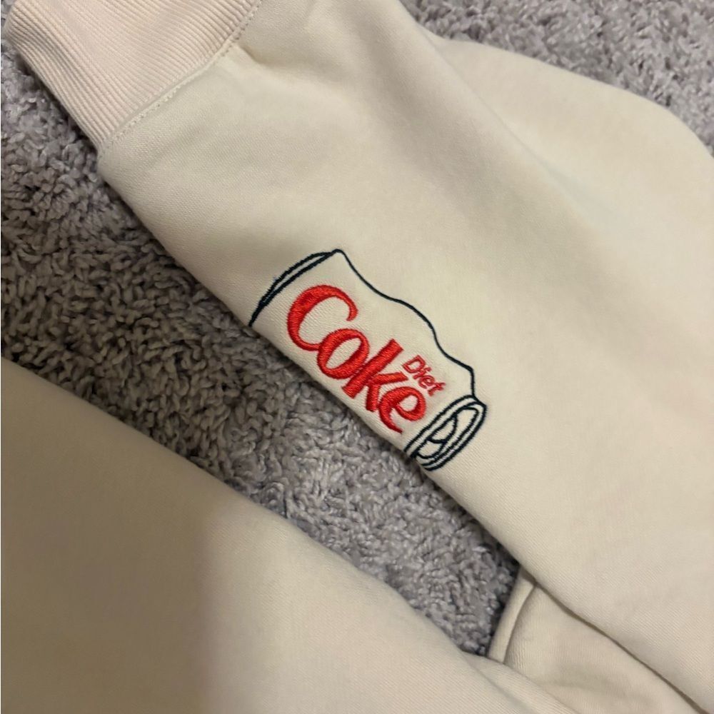 “I need a Diet Coke” Embroidered Cream Sweatshirt - Picture 3 of 6